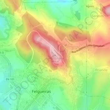 Carte topographique Santa Quitéria, altitude, relief