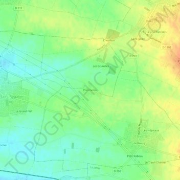 Carte topographique Pommerou, altitude, relief