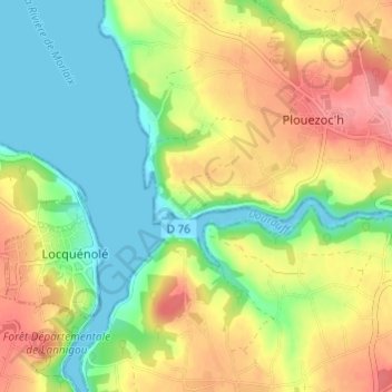 Carte topographique Ty Zoul, altitude, relief