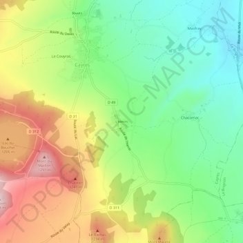 Carte topographique L'Herm, altitude, relief