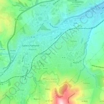 Carte topographique Les Charmilles, altitude, relief