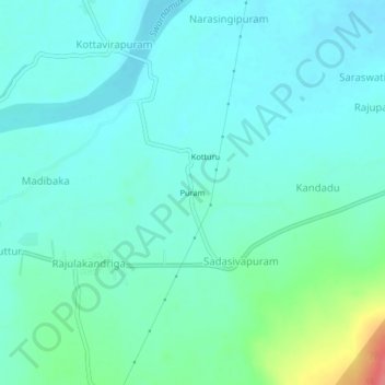 Carte topographique Puram, altitude, relief