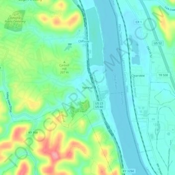 Carte topographique Normal, altitude, relief