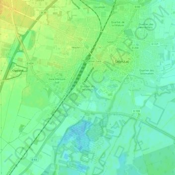 Carte topographique Quartier des Aviateurs, altitude, relief