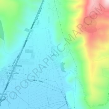 Carte topographique Ambelia, altitude, relief