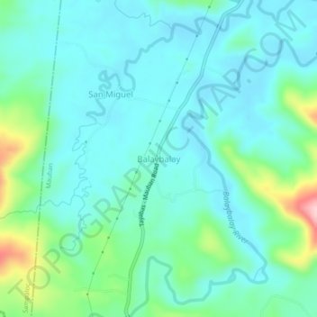 Carte topographique Balaybalay, altitude, relief