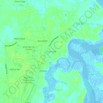 Carte topographique Lucy Creek, altitude, relief