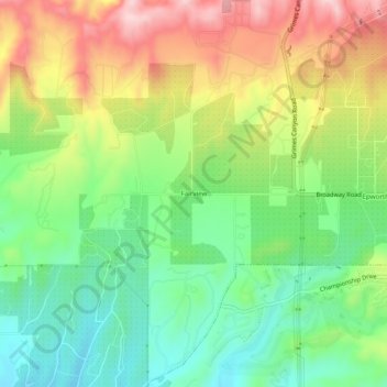 Carte topographique Fairview, altitude, relief