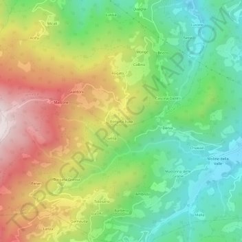 Carte topographique Borgata Isaia, altitude, relief