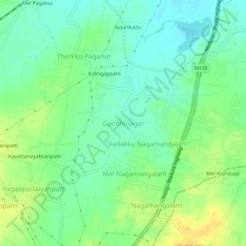 Carte topographique Gandhinagar, altitude, relief