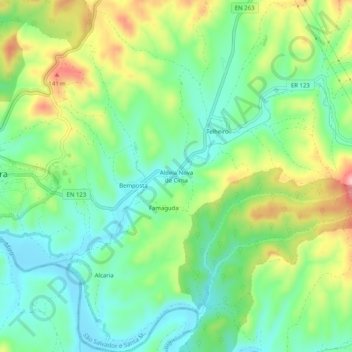 Carte topographique Aldeia Nova de Cima, altitude, relief