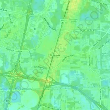Carte topographique Oceanway, altitude, relief