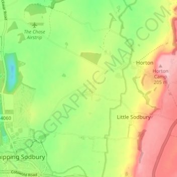 Carte topographique Little Sodbury End, altitude, relief