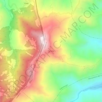 Carte topographique Farneta, altitude, relief