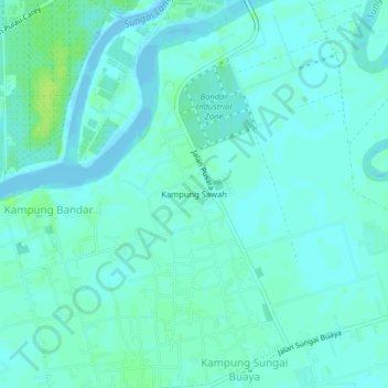 Carte topographique Kampung Sawah, altitude, relief