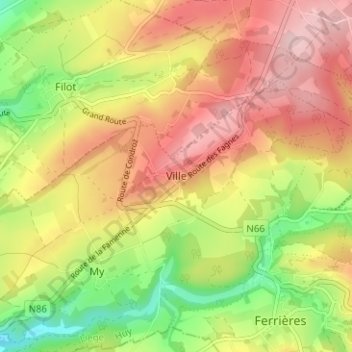 Carte topographique Ville, altitude, relief