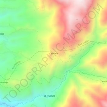 Carte topographique Otavalo, altitude, relief