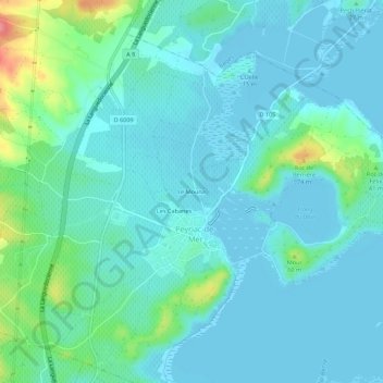 Carte topographique Le Mouna, altitude, relief