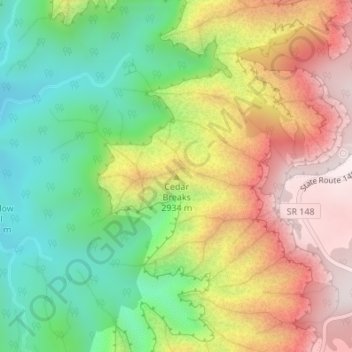 Carte topographique Cedar Breaks, altitude, relief