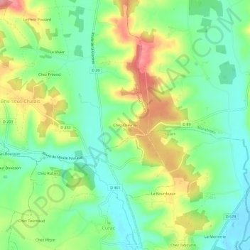 Carte topographique Chez Chevrou, altitude, relief