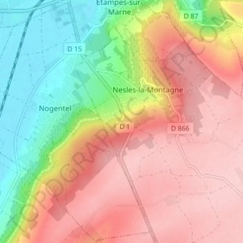 Carte topographique La Montagne, altitude, relief