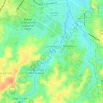 Carte topographique Serang, altitude, relief