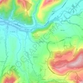 Carte topographique Baltarga, altitude, relief