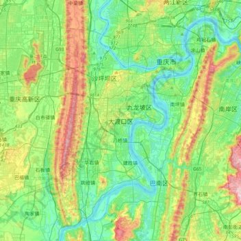 Carte topographique Dadukou, altitude, relief