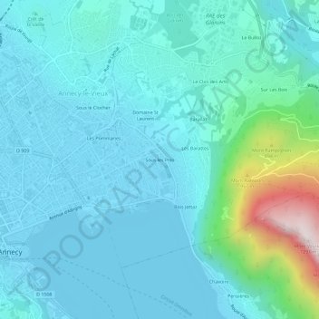 Carte topographique Sous les Prés, altitude, relief