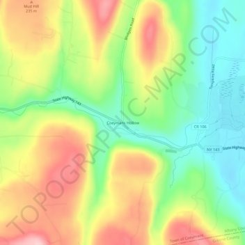 Carte topographique Coeymans Hollow, altitude, relief