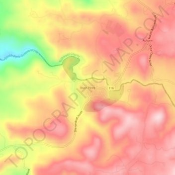 Carte topographique River Pines, altitude, relief