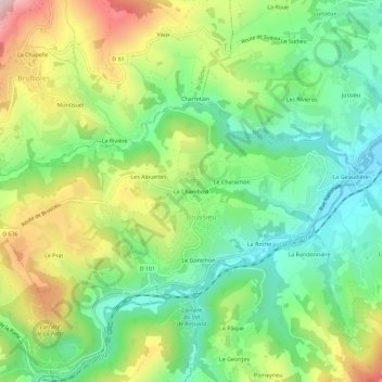 Carte topographique Le Chambost, altitude, relief