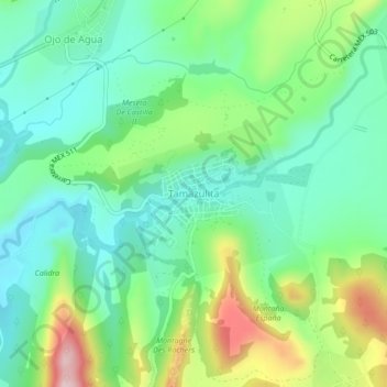 Carte topographique Tamazulita, altitude, relief