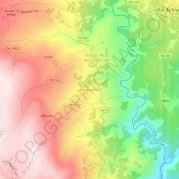 Carte topographique Vale das Gatas, altitude, relief