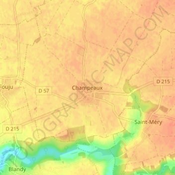 Carte topographique Champeaux, altitude, relief