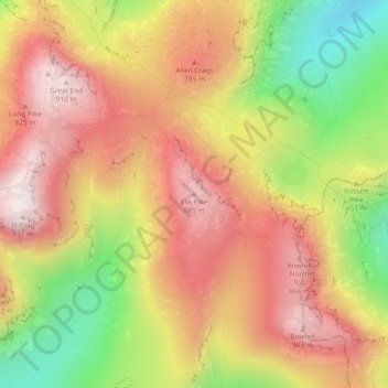 Carte topographique Esk Pike, altitude, relief