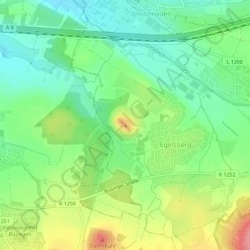 Carte topographique Egelsberg, altitude, relief