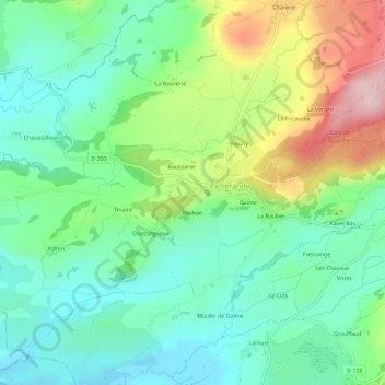 Carte topographique Sarailloux, altitude, relief