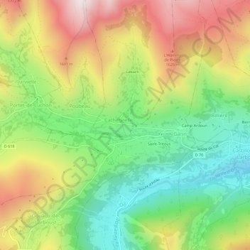 Carte topographique Séguillous, altitude, relief