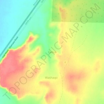 Carte topographique Gebia, altitude, relief