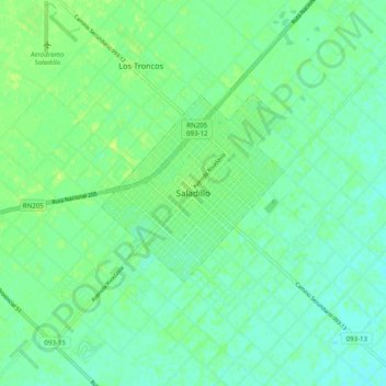 Carte topographique Saladillo, altitude, relief