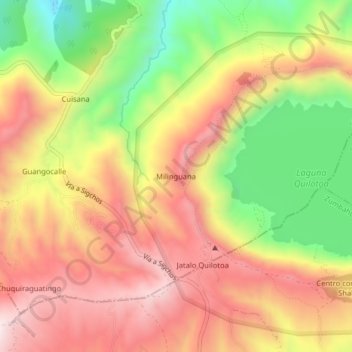 Carte topographique Milinguana, altitude, relief