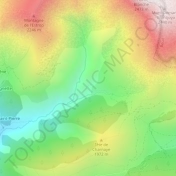 Carte topographique Le Cougné, altitude, relief