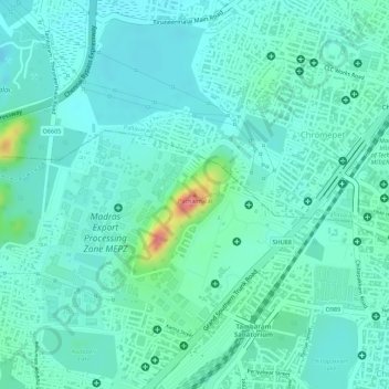 Carte topographique Pachaimalai, altitude, relief