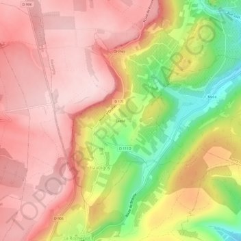 Carte topographique Évelle, altitude, relief
