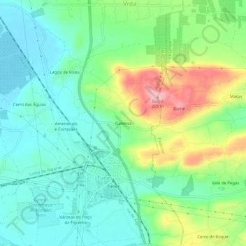 Carte topographique Gateiras, altitude, relief
