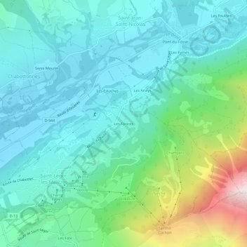 Carte topographique Les Forests, altitude, relief