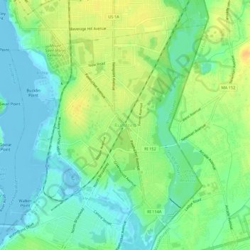 Carte topographique Rumford, altitude, relief