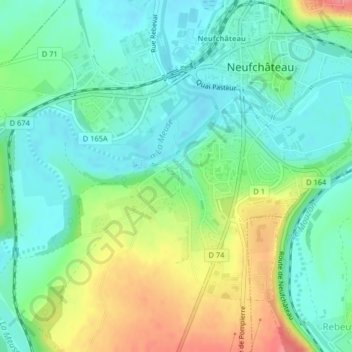 Carte topographique Noncourt, altitude, relief