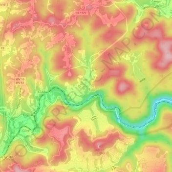 Carte topographique Prudence, altitude, relief